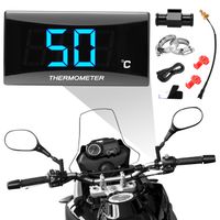 TTLIFE Thermomètre Numérique Universel pour Moto, Capteur de Température de sonde en métal avec 18mm Adapter, La Lumière Bleue
