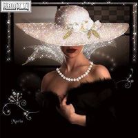 Tableau-Toile,Peinture diamant femme avec chapeau,broderie 3D complète 5D,perles carrées ou rondes - Type Round Drill 45x45cm