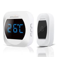 Sonnette sans fil numérique sonnette maison télécommande porte intelligente,affichage de la température WHITE