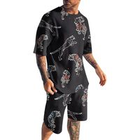Mode T-Shirt et Shorts avec Poche Survêtement de sport pour homme Homme Sportswear 2 Pièce Sets ENSEMBLE DE VETEMENTS noir-A