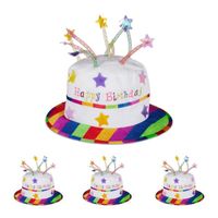 Lot de 4 Chapeaux-gâteaux Happy Birthday - RELAXDAYS - Accessoire de tête adulte coloré