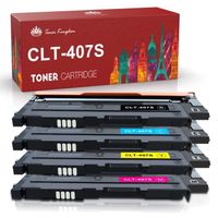 Toner Compatible pour Samsung CLT-407S - TONER KINGDOM - Pack de 4 - Noir, Cyan, Magenta, Jaune