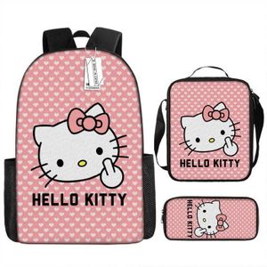 SACOCHE 3pcs enfants Sanrio Hello Kitty sac à dos boîte à crayons Sac à bandoulière à coussin d'air Sac d'école imperméable  H24