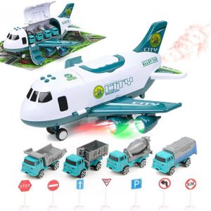 AVIATION Jouets d'Avion de Transport avec Brume à LED Clignotante - Enfant Garçons Filles 3 Ans et Plus - Bleu