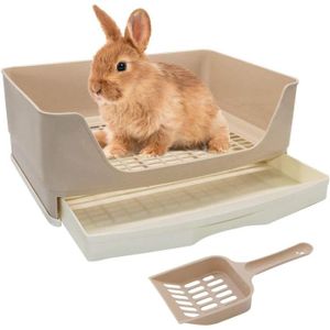 BAC À LITIÈRE Grand coin de toilette pour lapin avec tiroir amovibleBac à litière pour la maison, le lapin, la cage à litière avec pelle A361