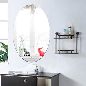 Magnifique miroir de salle de bain arrondi avec /étag/ère moderne et /él/égant taill/é en biseau mural 50cm x 40cm