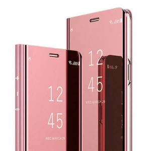 HOUSSE TABLETTE TACTILE Luxe Coque Samsung Galaxy A21S, Integral Protection Cuir Translucide Clear View Cover Antichoc avec Support, Or rose
