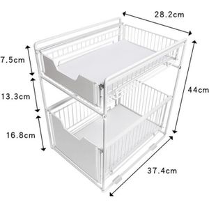 Paniers Coulissants Métal Sous Évier - Organisateur Placard Cuisine - Tiroirs Sans Perçage - Rangement Ustensiles