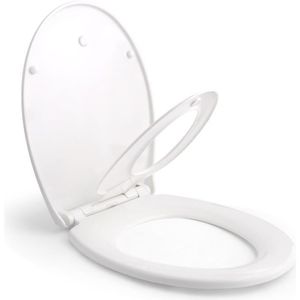 ABATTANT WC Abattant WC Familial - HIMIMI Lunette de Toilette 2 en 1 avec Siège Enfant Magnétique pour Adultes et Enfants - 447 x 371 x 55 mm