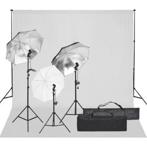 Kit Studio Photo Avec Lampes, Pieds Et Parapluies - Noir, éclairage Complet