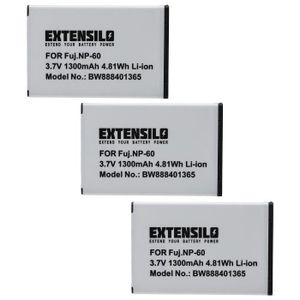 BATTERIE APPAREIL PHOTO EXTENSILO 3x Batterie compatible avec Medion Micro