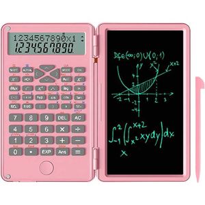 CALCULATRICE Calculatrice Scientifique 2 en 1 avec Tablette décriture, Calculatrice Portable et Pliable, de Poche avec Bloc-Notes LCD rose