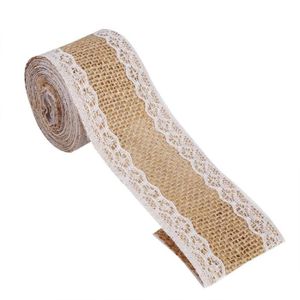 Tinksky bandes en tissu dameublement toile de Jute avec dentelle pour le cadeau dartisanat projets de bricolage 200/ x 5/ cm /à