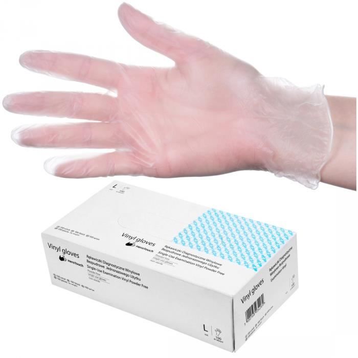 Gants jetables, gants en vinyle clair Squish Powder-Free gant sans latex en  PVC de la