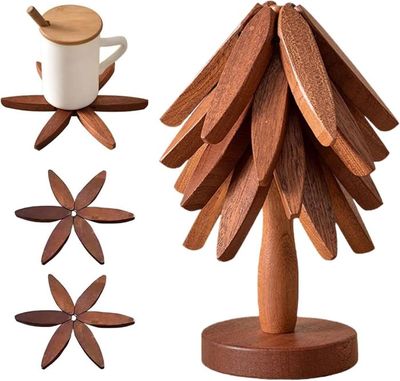 Dessous De Plat Bois Dessous De Plat En Forme De Dessous De Verre, Motif D' Arbre, Sets De Table En Bois Pour L'isolation | Dessous De Plat En Bois Tapis Anti-brûlure Tapis De