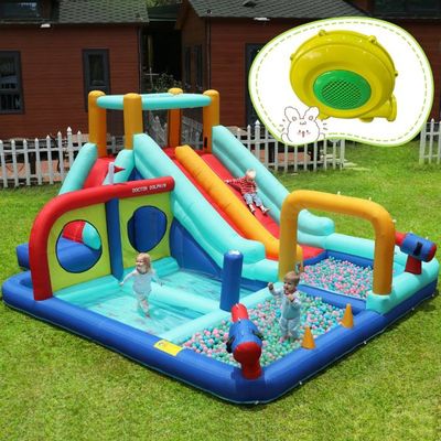 Château Gonflable 12-en-1 – Course, Toboggans, Pataugeoire, Trampoline – 750W, 840D, Double Couture – Intérieur/extérieur – Cadeau Pour Enfant