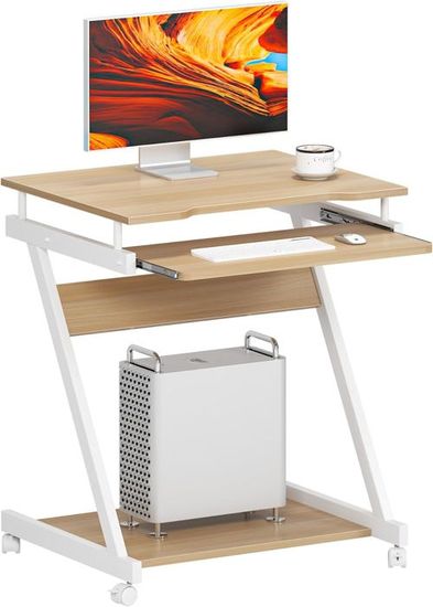 SogesHome Computertisch 100 cm Schreibtisch Arbeitstisch mit Speicherplatine Bürotisch für PC und Laptop aus Holz und Metall