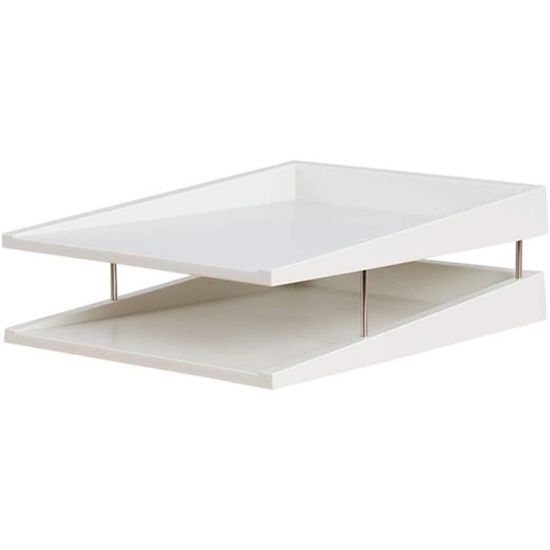 Lot De 4 Corbeilles à Courrier Empilables Blanc PET - Organisateur Bureau A4 Pratique Et Design Moderne