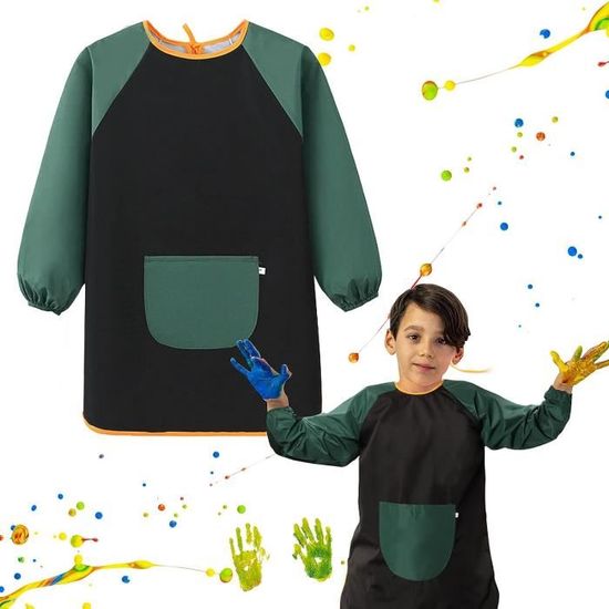 GEBETTER 1Pc Tablier Peinture Enfant Blouse Imperméable Réutilisable Manche Longue avec Poche Fourniture Rentrée Ecole Garçon Fille 7-11 ans pour Art Peinture Coloriage GEBETTER 1Pc Tablier Peinture Enfant Blouse Imperméable Réutilisable Manche Longue avec Poche Fourniture Rentrée Ecole Garçon Fille 7-11 ans pour Art Peinture Coloriage