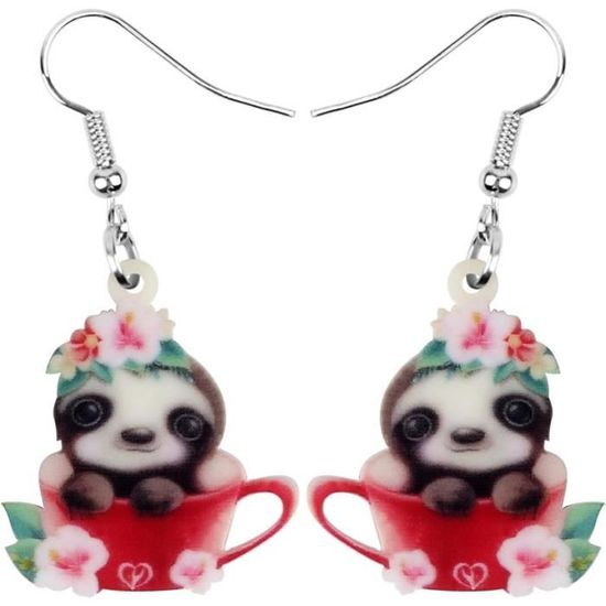Boucles D'Oreilles Pendantes Acrylique Femme - Design Perroquet Ou Colibri Coloré