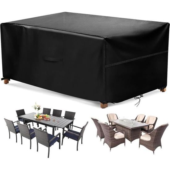 Housse De Protection Pour Table De Jardin 170x50x90 Cm - Tissu Oxford 600D Imperméable Et Anti-UV - Avec Cordon Et Boucles - 6