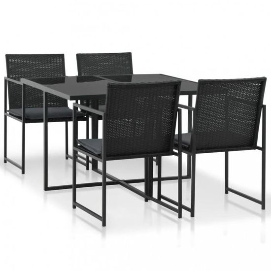 P22 Vidaxl Mobilier De Jardin 9 Pcs Resine Tressee Noir Achat