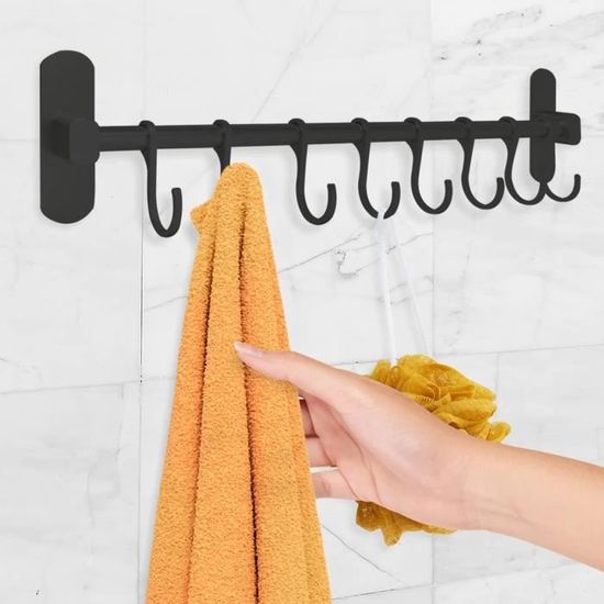 VIDETOL Porte-Ustensiles Cuisine Mural 40cm - Lot De 2 Avec 6 Crochets - Adhésif Sans Perçage