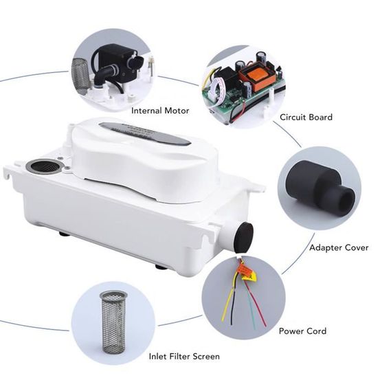 Pompe De Relevage Condensats Climatisation – 110-240V, Débit 24 L/h, Hauteur 12 M, Silencieuse, Capteur Électrode, Installation Murale, Pour Climatiseur & Réfrigération
