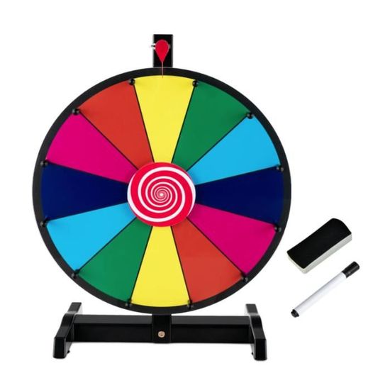 Roue De La Fortune GOPLUS 18 Pouces – Prize Wheel Avec Stylo Effaçable – 14 Slots Personnalisables – Parfaite Pour Fêtes Et Jeux