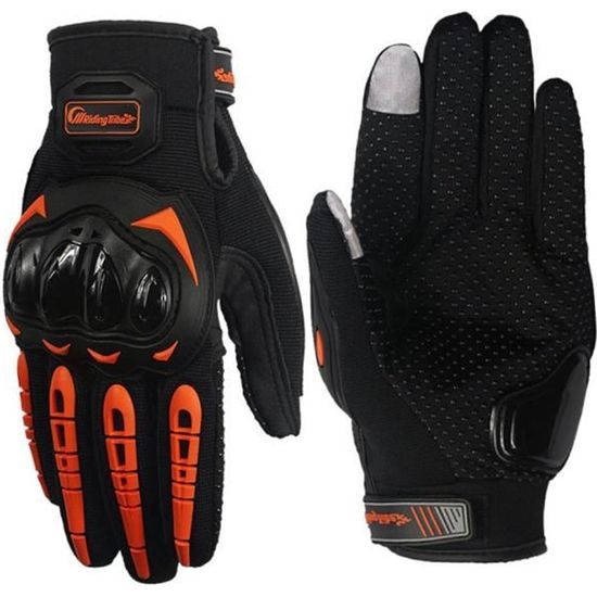 Gants Moto Plein-Doigt Écran Tactile - PU Antidérapant, Respirant, Velcro Réglable - 7