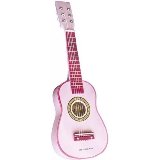 Guitare jouet rose - New Classic Toys - A partir de 2-3 ans - 6 cordes métalliques