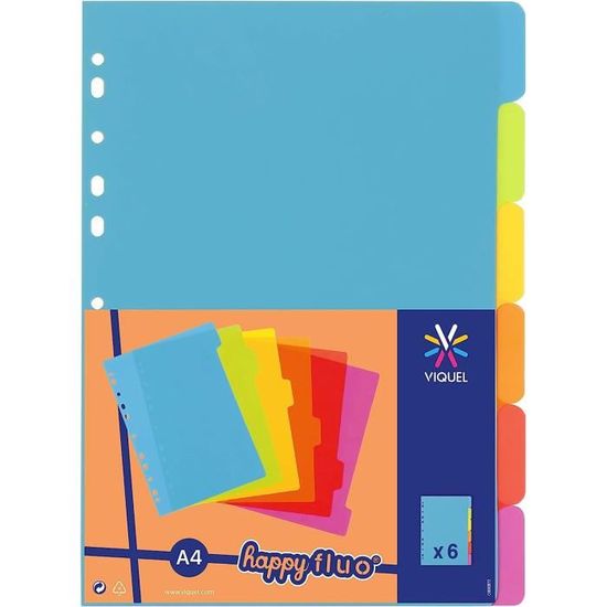 VIQUEL - Lot de 6 Intercalaires pour classeur A4 Maxi format - PVC - 24,5 x  30,5 cm - Coloris fluo - Cdiscount Beaux-Arts et Loisirs créatifs