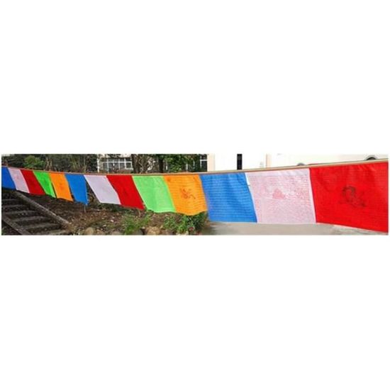 Lot De 3 Guirlandes De Drapeaux Tibétains – 5 Mètres Avec 20 Petits Fanions 28x25 Cm, Multicolore