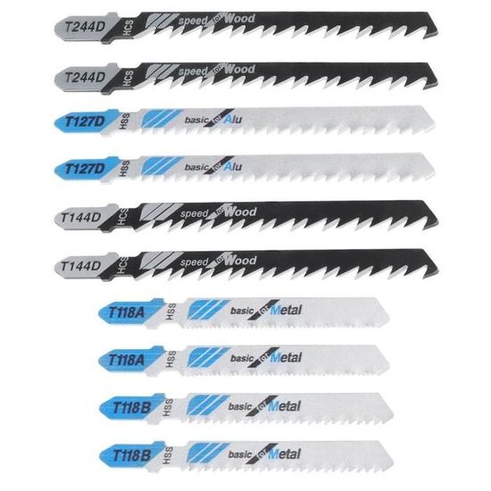 Lot de 60 lames de scie sauteuse assorties avec tige en T
