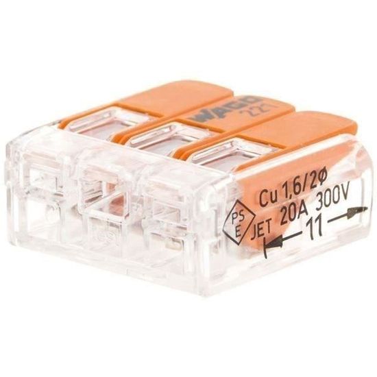 Lot De 100 Connecteurs Rapides à 3 Entrées Eur'Ohm - Orange - Idéal Pour électriciens Et Bricoleurs