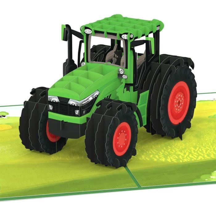 Carte Mécanique Carte Pop-Up Tracteur MOKIO - 3D Anniversaire Enfant - 20x15cm - Avec Enveloppe - Cadeau Original Carte Anniversaire Foot
