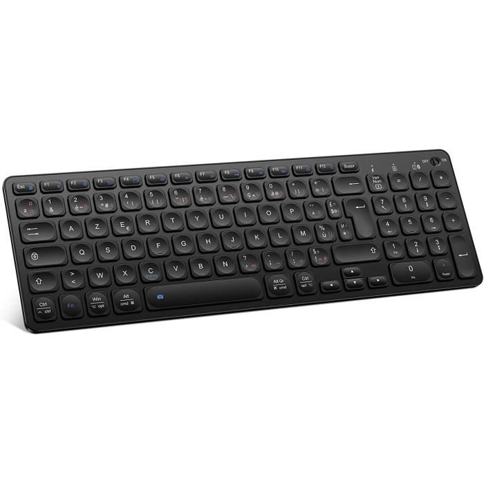 TECURS Clavier Sans Fil Rechargeable, Clavier Bluetooth Multi-Dispositifs Pour Windows/iOS