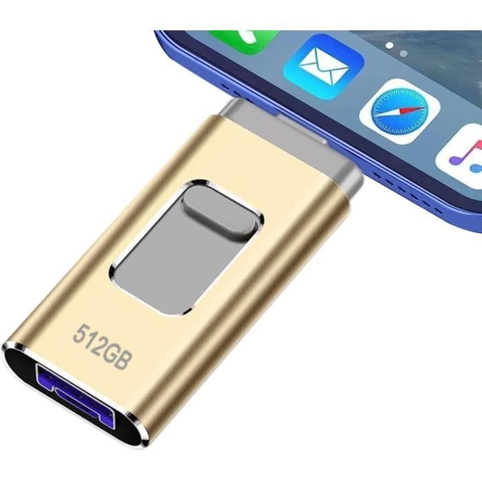 Cle USB 512 Go 3 en 1 Clé USB 512 Go USB 3.0 Clef USB Vitesse élevée Mémoire Stick Stockage