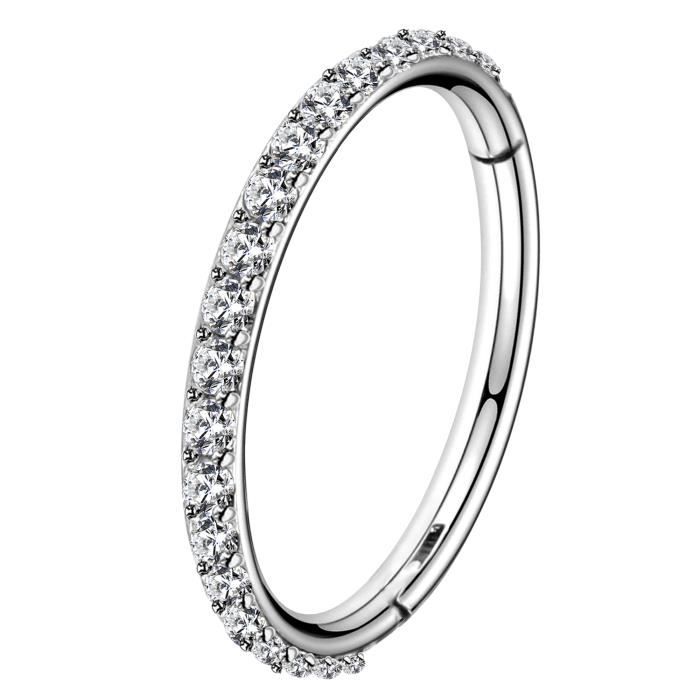 OUFER Piercing Helix 16G 8mm Piercing Daith de Segment Articulé Acier Inoxydable 316L CZ Ligne Piercing de Nez Piercing Septum