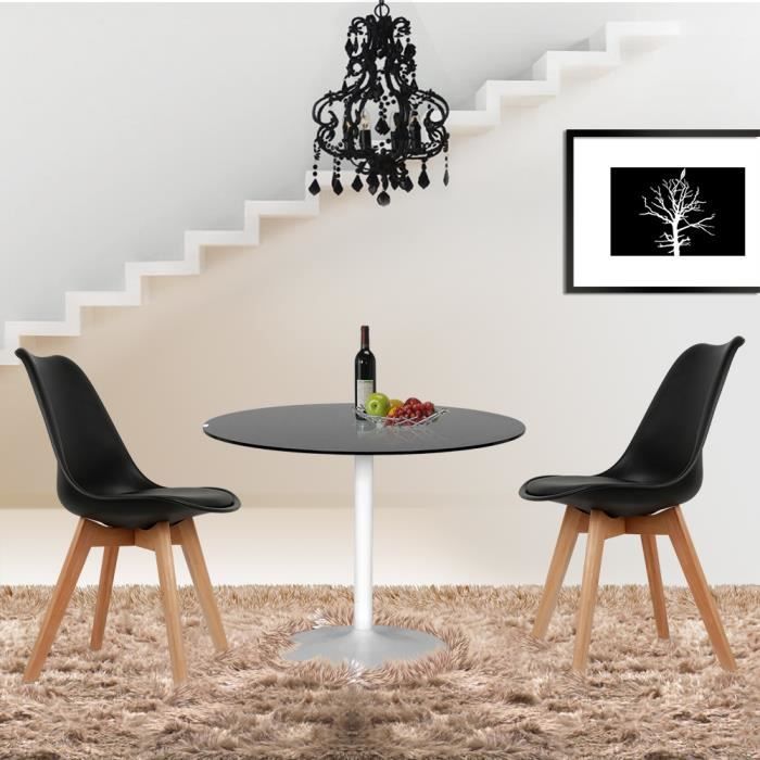 Lot de 4 chaises noires avec coussin-Haute qualité