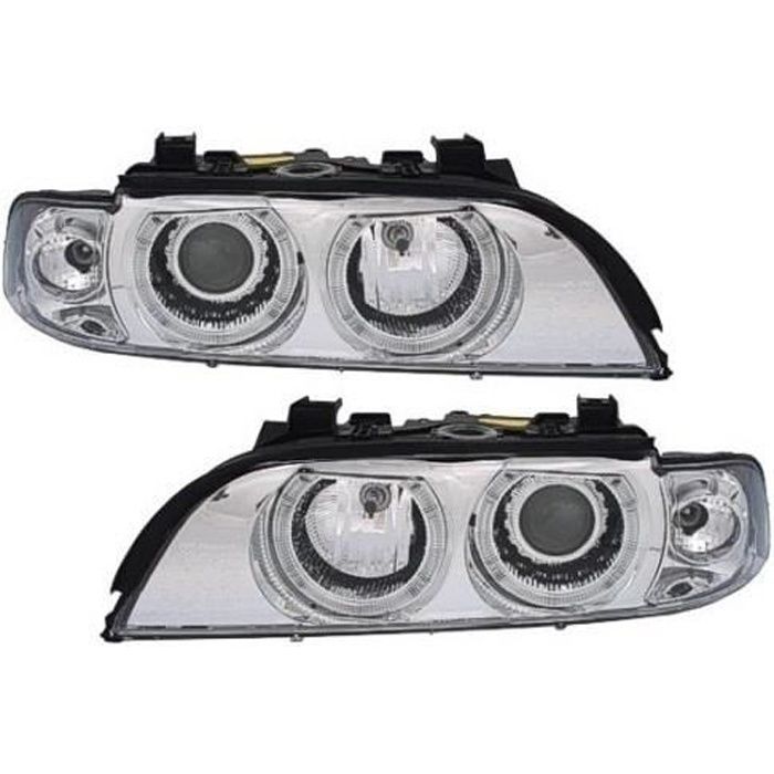 2 FEUX PHARE AVANT ANGEL EYES CHROME BMW SERIE 5 E39 PHASE 1 DE 11/95 A 08/2000