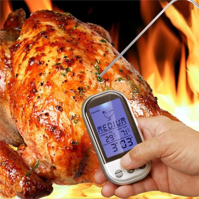 LCD sans fil Barbecue Minuteur Cuisiner thermomètre sonde numérique Thermomètre à viande BBQ température Jauge de cuisine Outils de