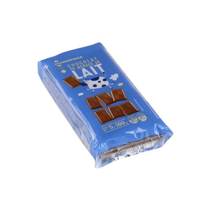 Tablette chocolat de ménage au lait Leader Price - 500g