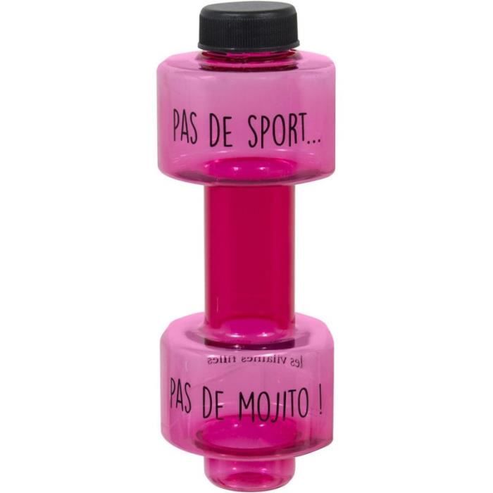 Les Vilaines Filles 39-VF-001 Gourde Haltère Pas de sport Pas de mojito Rose Plastique D8 x H22 cm