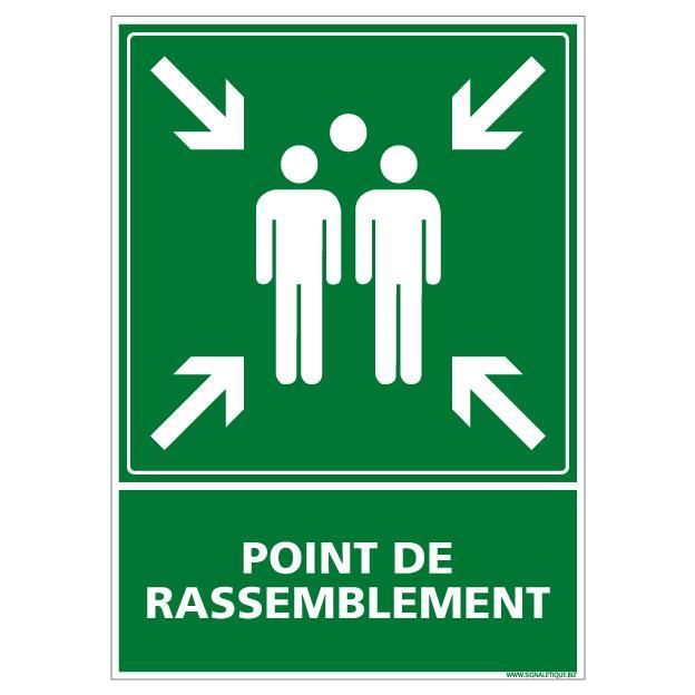 Panneau Point de rassemblement - PVC 1,5 mm - Adhesif au dos - Dimensions 150x210 mm