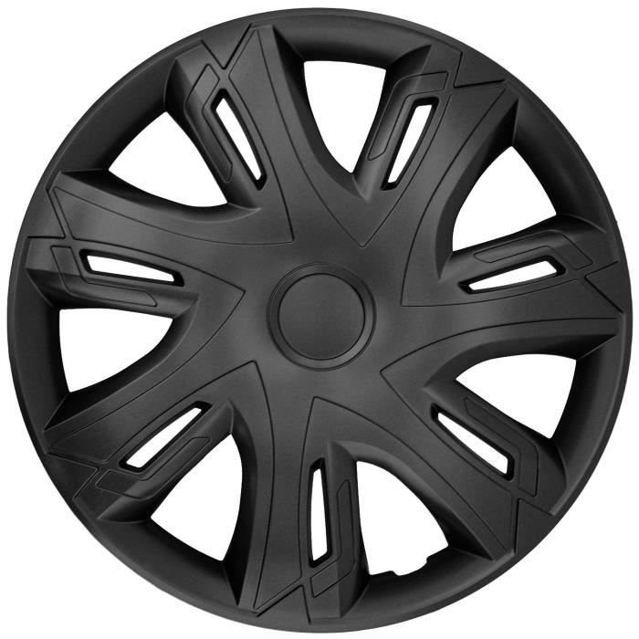 Set de 4 enjoliveurs de roue NRM N-Power pour jantes en acier, noir mat, 14\