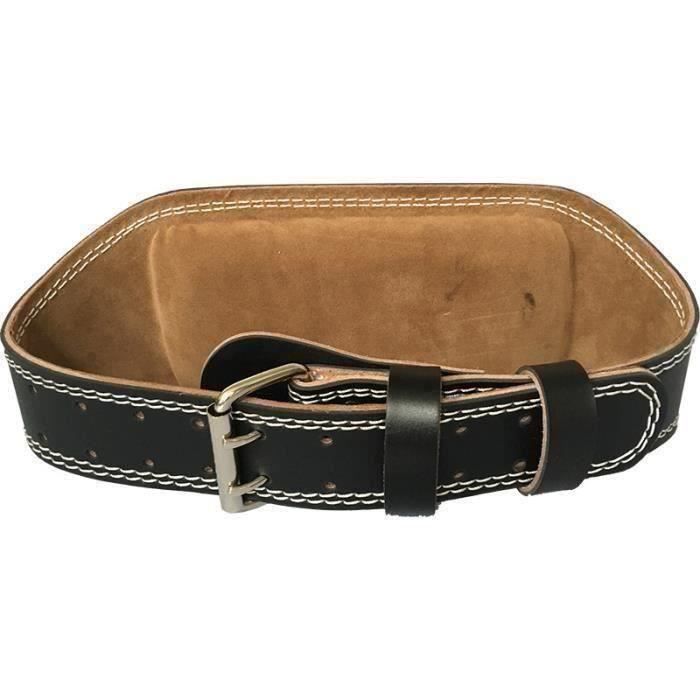 Rn Ceinture de Musculation Cuir PU Fitness Bodybuilding Force Belt Lombaire Entraînement (Noir L-130CM) Y490 L01FE1