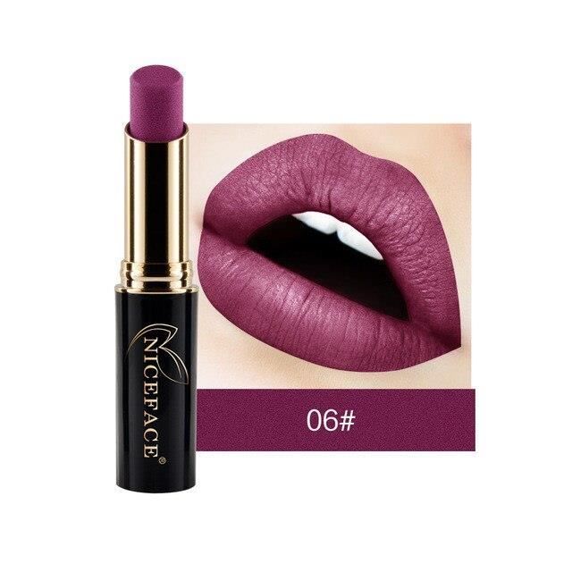 L3551 NICEFACE Noble mat 24 couleurs rouge à lèvres femmes beau maquillage longue durée imperméable métallique Nude rouge à lèvres