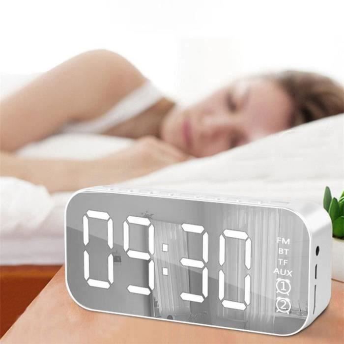 Réveil LED Bluetooth Radio FM Blanc Avec Prise En Charge Du Haut-parleur Sans Fil Aux TF Lecteur De Musique Sans Fil USB MMK45