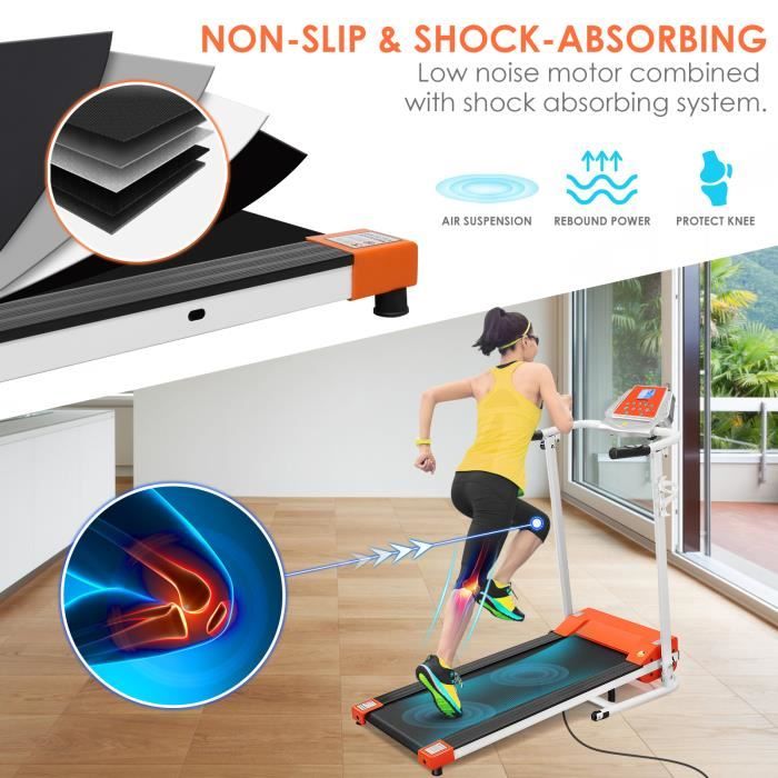 BESPORTBLE H36C Tapis de course pliable , vitesse jusqu’à 10 km / h(Orange)